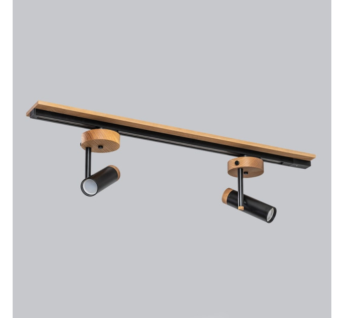 Track lighting with wide wood base Industrial ceiling light |GaffDesign