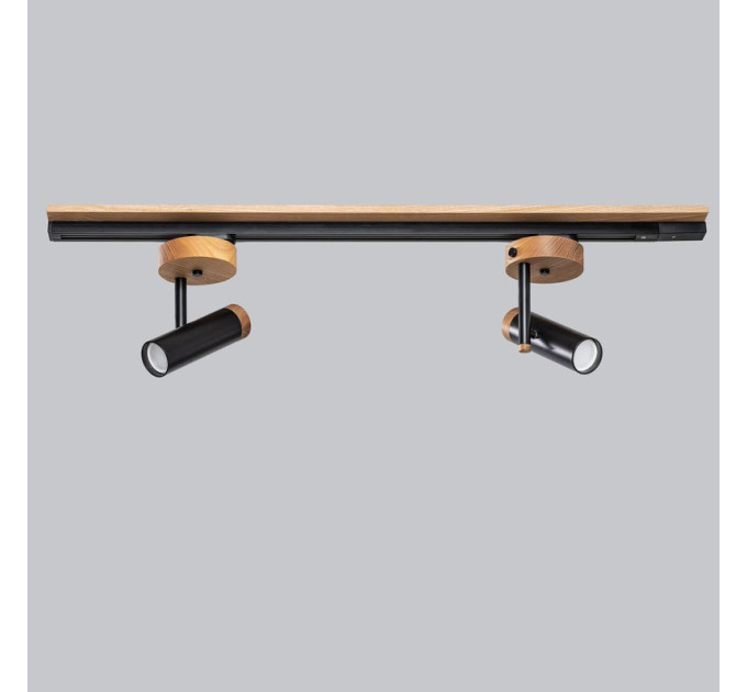 Track lighting with wide wood base Industrial ceiling light |GaffDesign