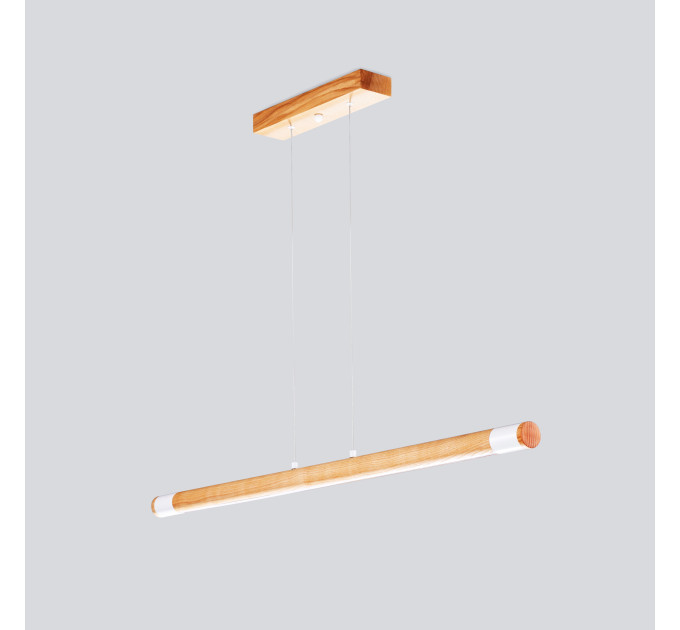 Line LED lighting Wooden walnut long chandelier |GaffDesign