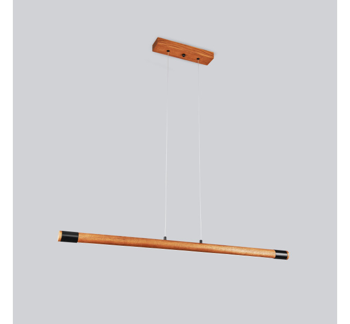 Line LED lighting Wooden walnut long chandelier |GaffDesign