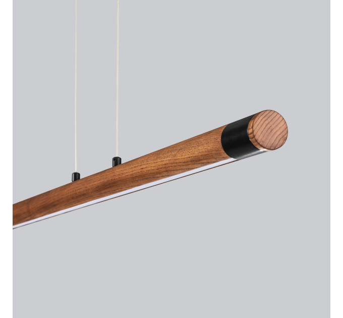 Line LED lighting Wooden walnut long chandelier |GaffDesign