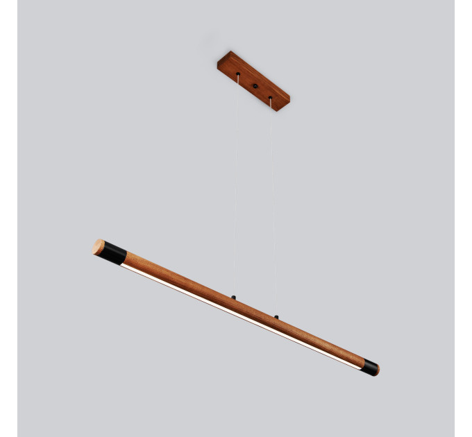 Line LED lighting Wooden walnut long chandelier |GaffDesign