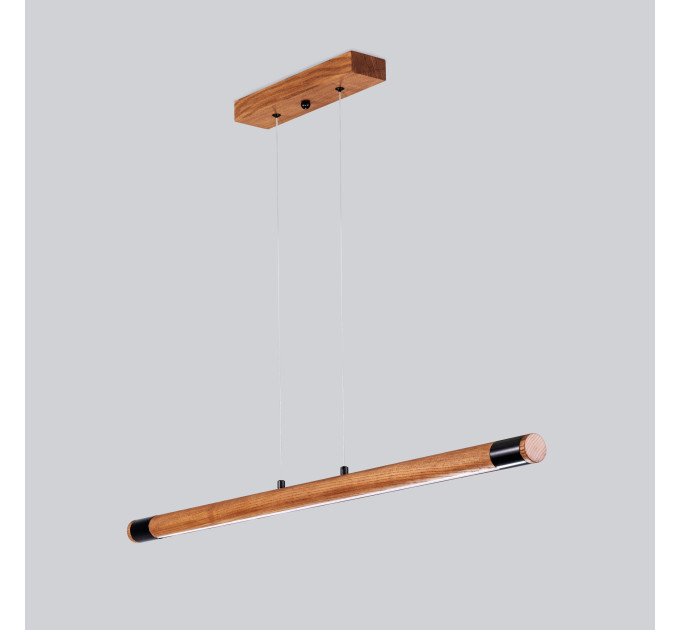 Line LED lighting Wooden walnut long chandelier |GaffDesign