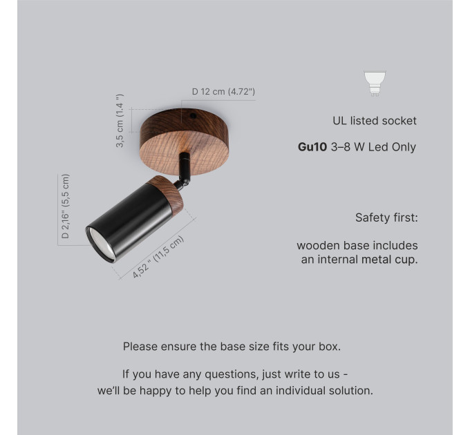 Ceiling light Black walnut Pendant lighting Spot Vanity light Minimalist