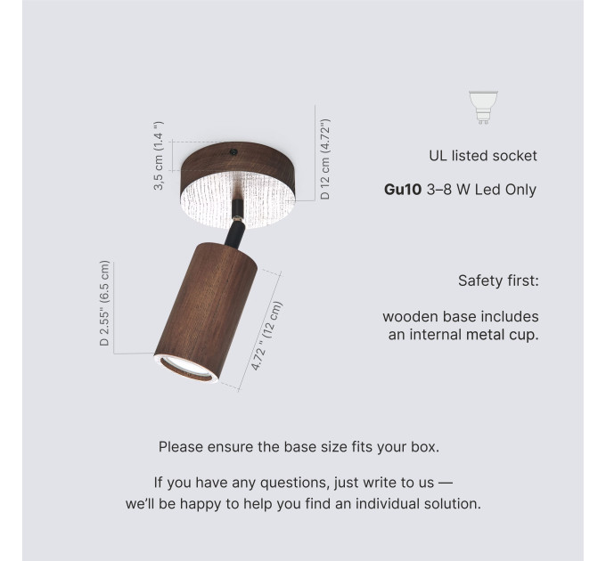 Ceiling light Walnut Pendant lighting Spot Vanity light Minimalist