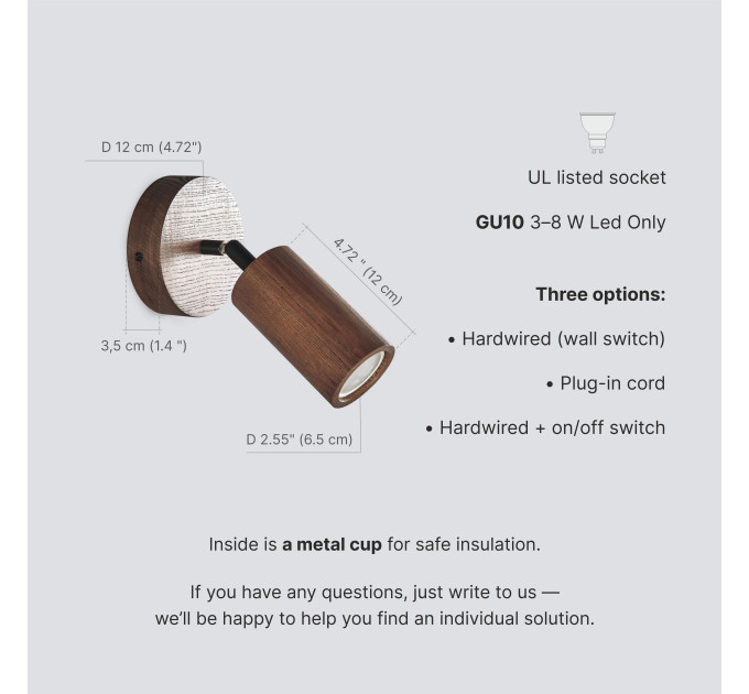 Wall sconce walnut Bathroom wall lighting Industrial light
