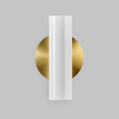 Brass wall sconce - Midcentury bathroom light - Gold white lighting