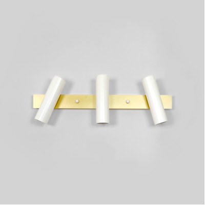 Brass wall sconce Vanity lighting White lamp over mirror