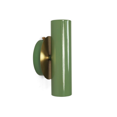 Brass wall sconce - Midcentury bathroom light - Green sconce