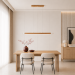 Line LED lighting Wooden walnut long chandelier |GaffDesign