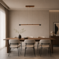 Line LED lighting Wooden walnut long chandelier |GaffDesign