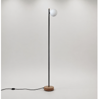 Modern Minimalist Floor Lamp with Wooden Base Black LED Standing Light