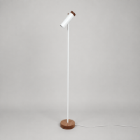 Modern Minimalist Floor Lamp with Wooden Base White LED Standing Light