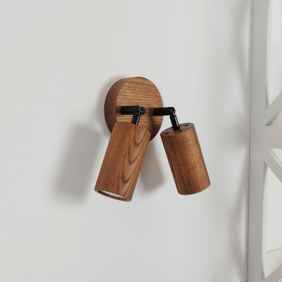 Walnut wall sconce Double mirror lighting Wooden bath light