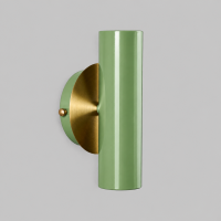 Brass wall sconce - Midcentury bathroom light - Green sconce