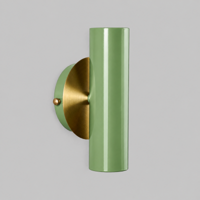 Brass wall sconce - Midcentury bathroom light - Green sconce