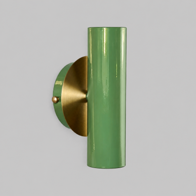 Brass wall sconce - Midcentury bathroom light - Green sconce